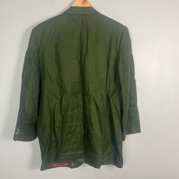 Vintage Charter club 100% linen green double button blazer size 12 - Picture 6 of 7